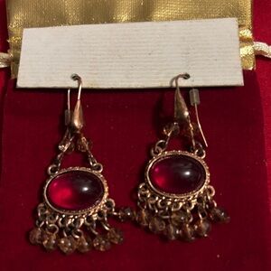 Chic Red and Gold Dangle Earrings